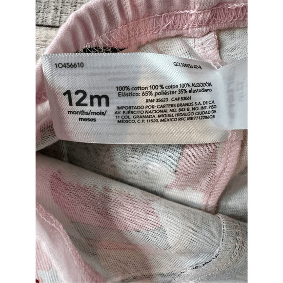 Carter's Oeko-Tex Santa Claus Christmas Pink Pajama Pant Set 12 months Trees NWT - Picture 7 of 9